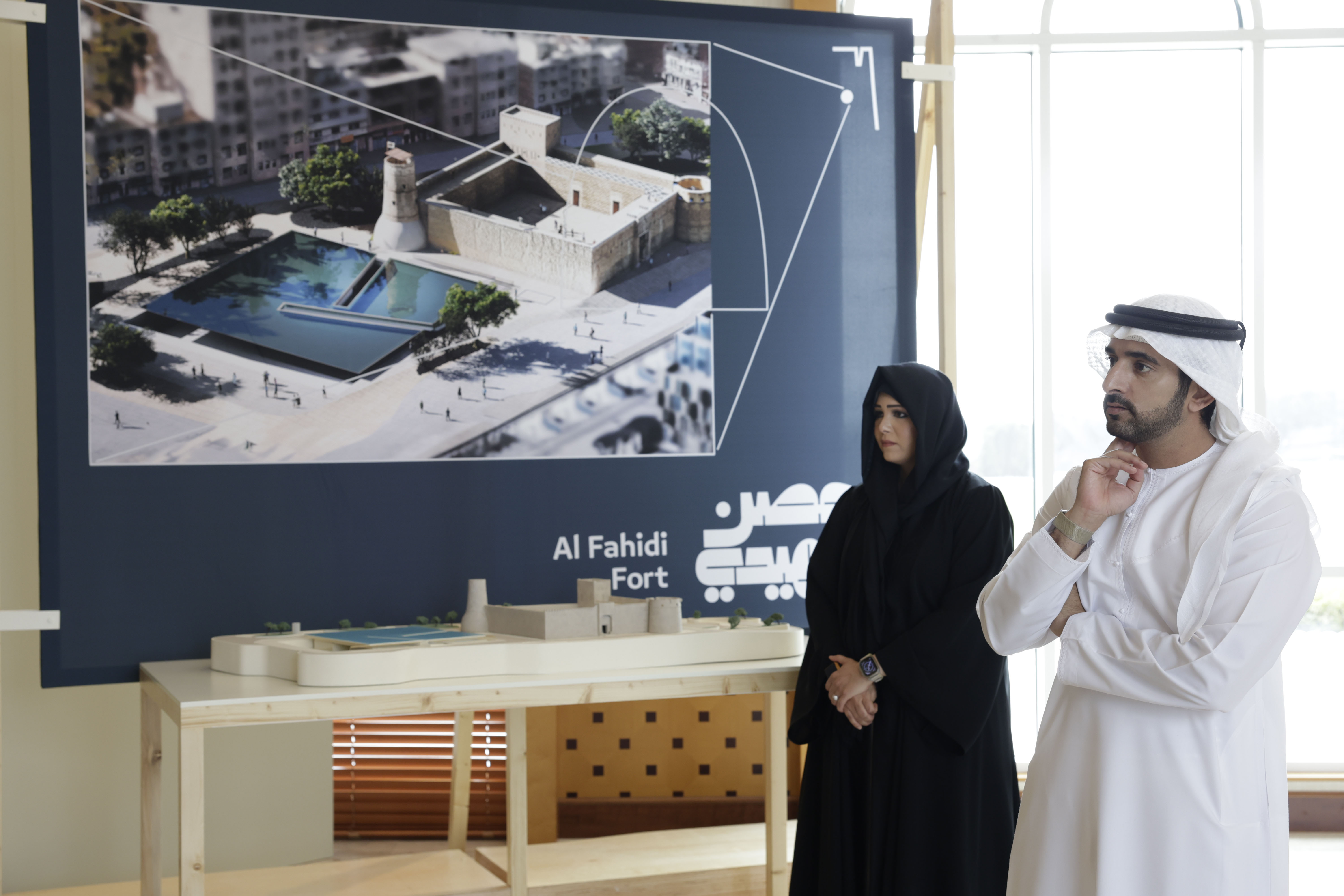 Hamdan bin Mohammed reviews progress of Al Fahidi Fort Rehabilitation Project