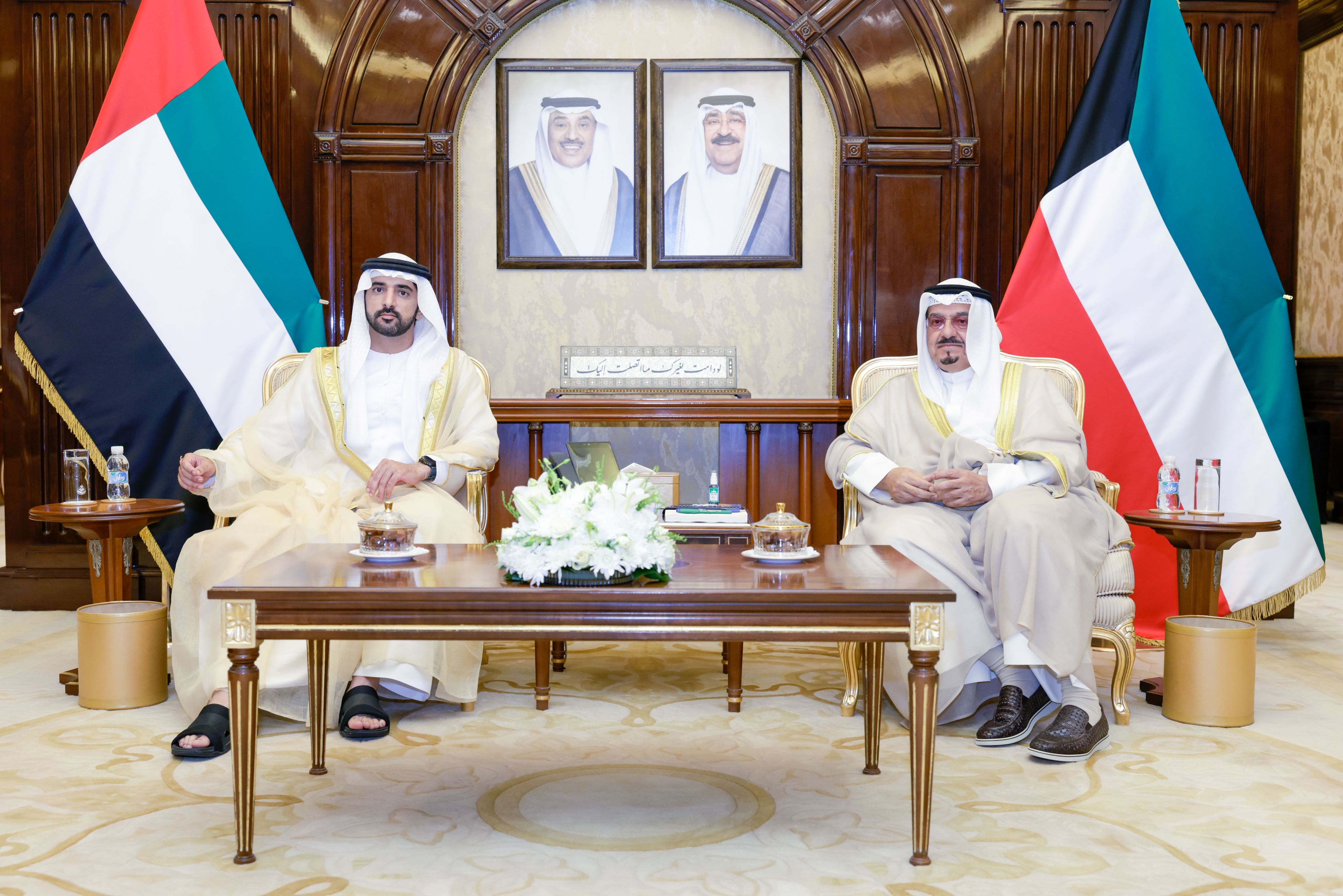  Hamdan bin Mohammed, Kuwait’s Prime Minister discuss avenues to build upon solid bilateral relations