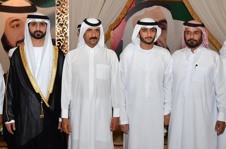 Maktoum bin Mohammed and Ahmed bin Rashid attend Al Muhairi and Al Rumaithi Wedding