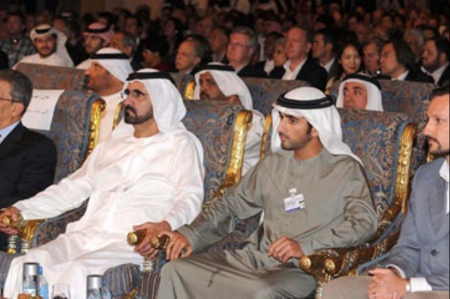 Mohammed bin Rashid attends the opening of the second Summit on the Global Agenda