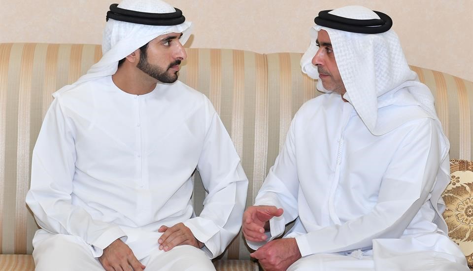 Hamdan bin Mohammed receives condolences on death of Mansour bin Ahmed