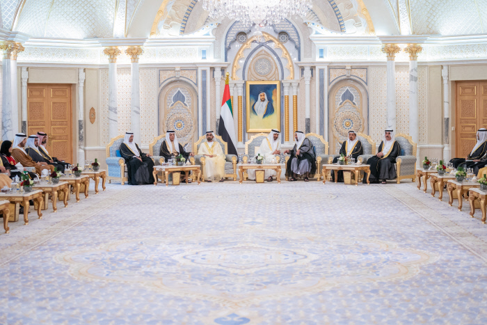 Mohammed bin Rashid/ Mohamed bin Zayed receive Supreme Council Members/ Crown Princes/ Deputy Rulers