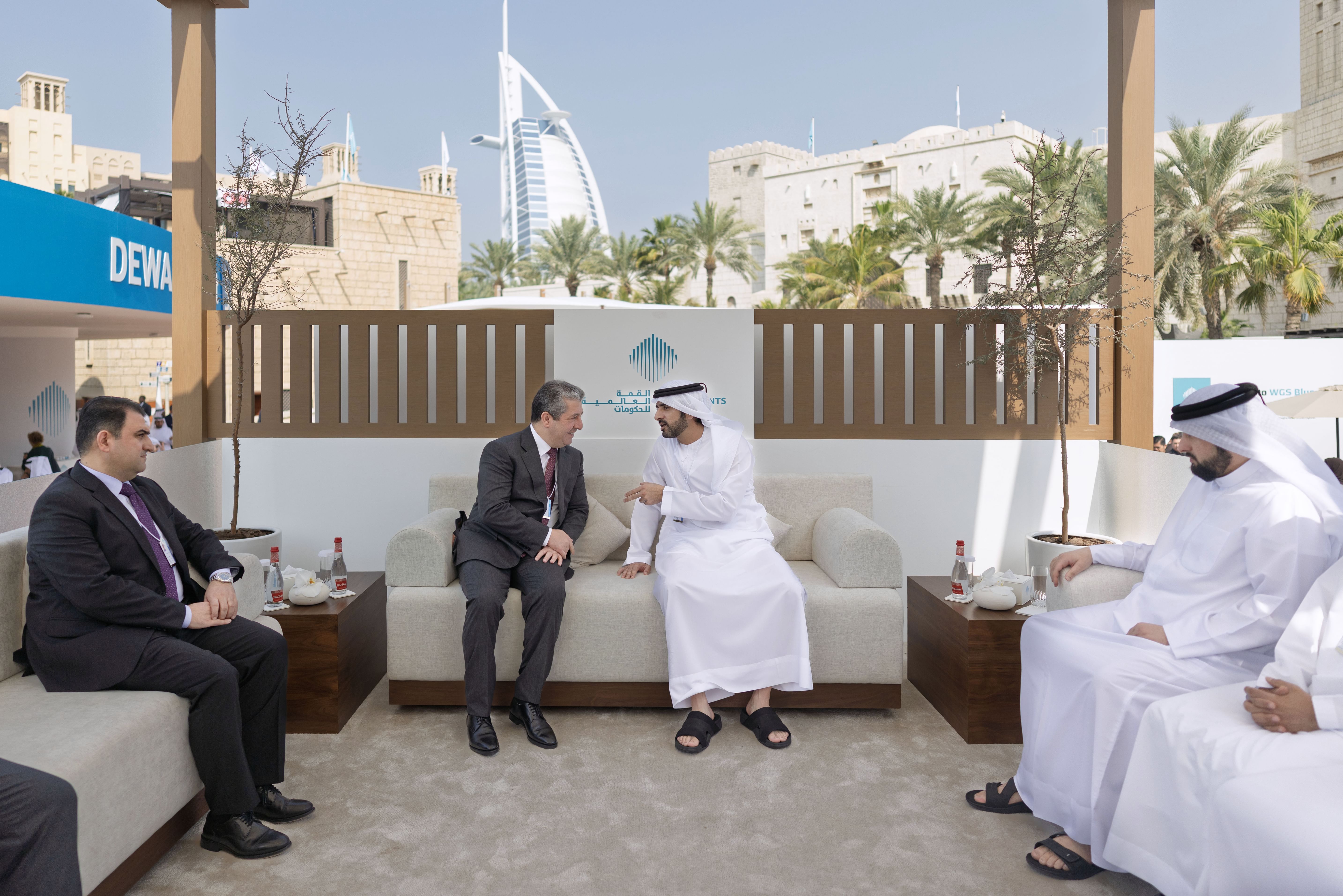 حمدان بن محمد يلتقي رئيس حكومة إقليم كردستان العراق ضمن أعمال قمة الحكومات 2026