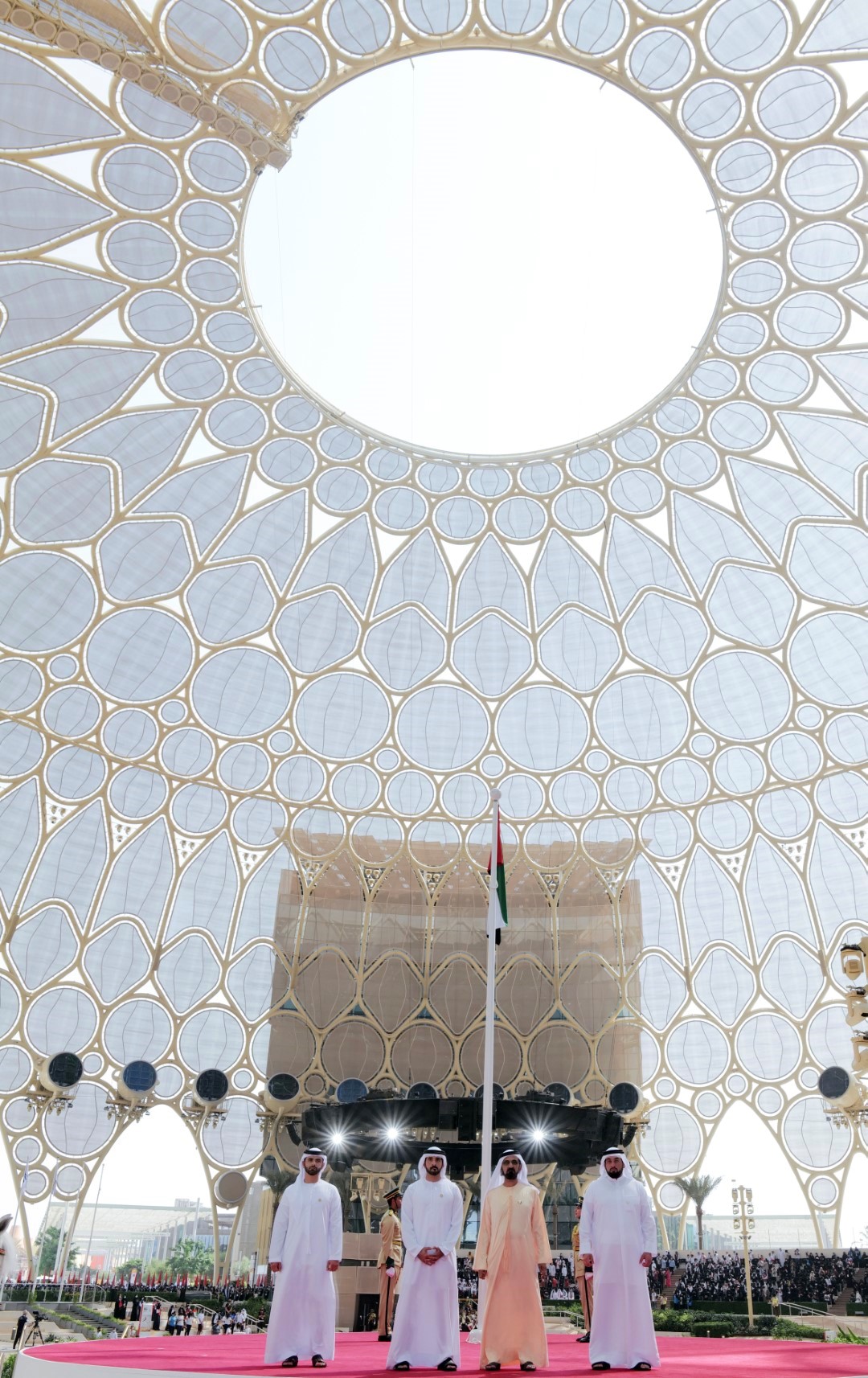 Mohammed bin Rashid hoists UAE flag at Expo 2020 Dubai’s Al Wasl Plaza