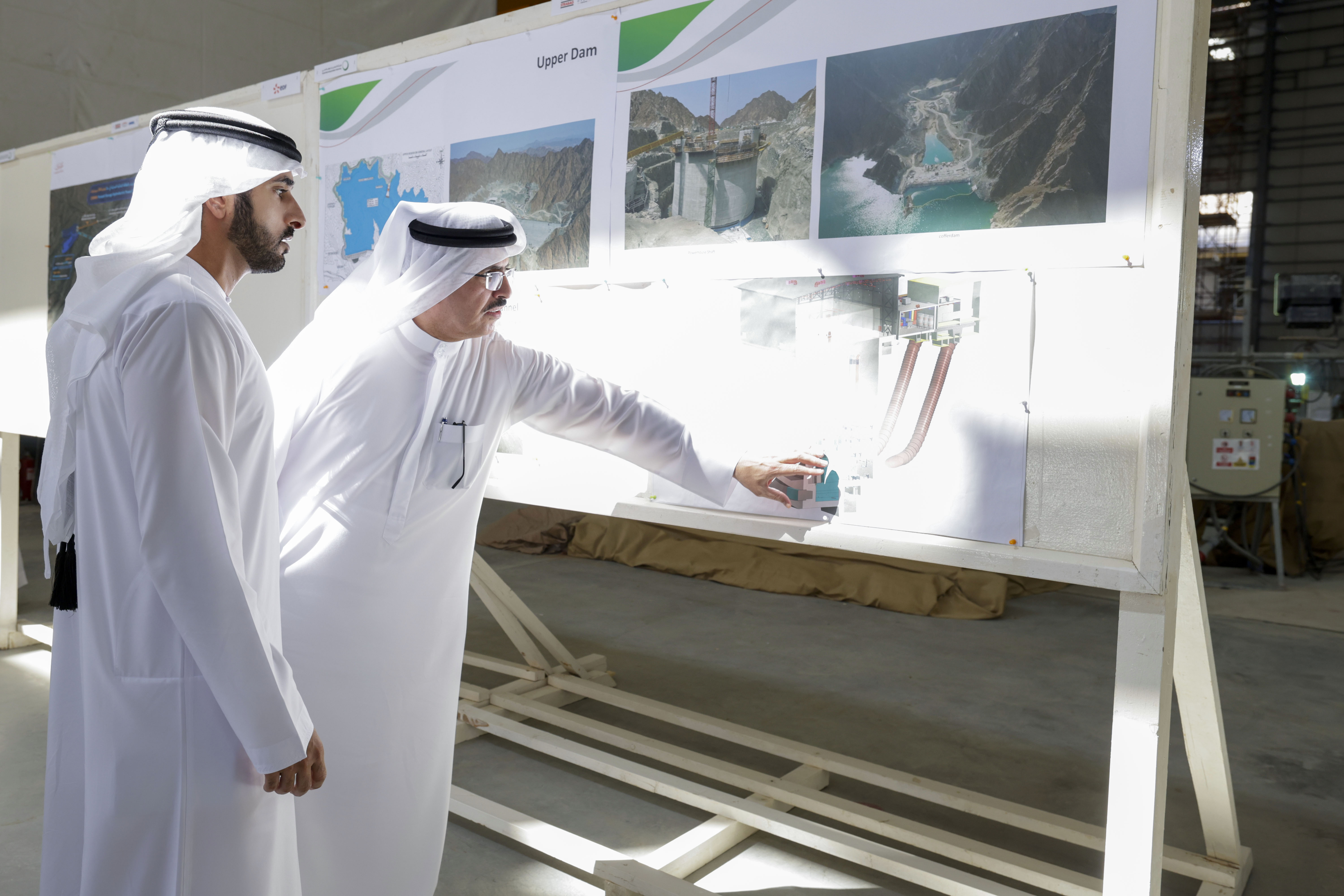 Hamdan bin Mohammed reviews progress of DEWA's hydroelectric project in Hatta