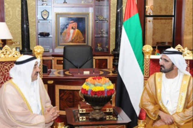 Mohammed bin Rashid receives the former Speaker of Kuwait's Parliament