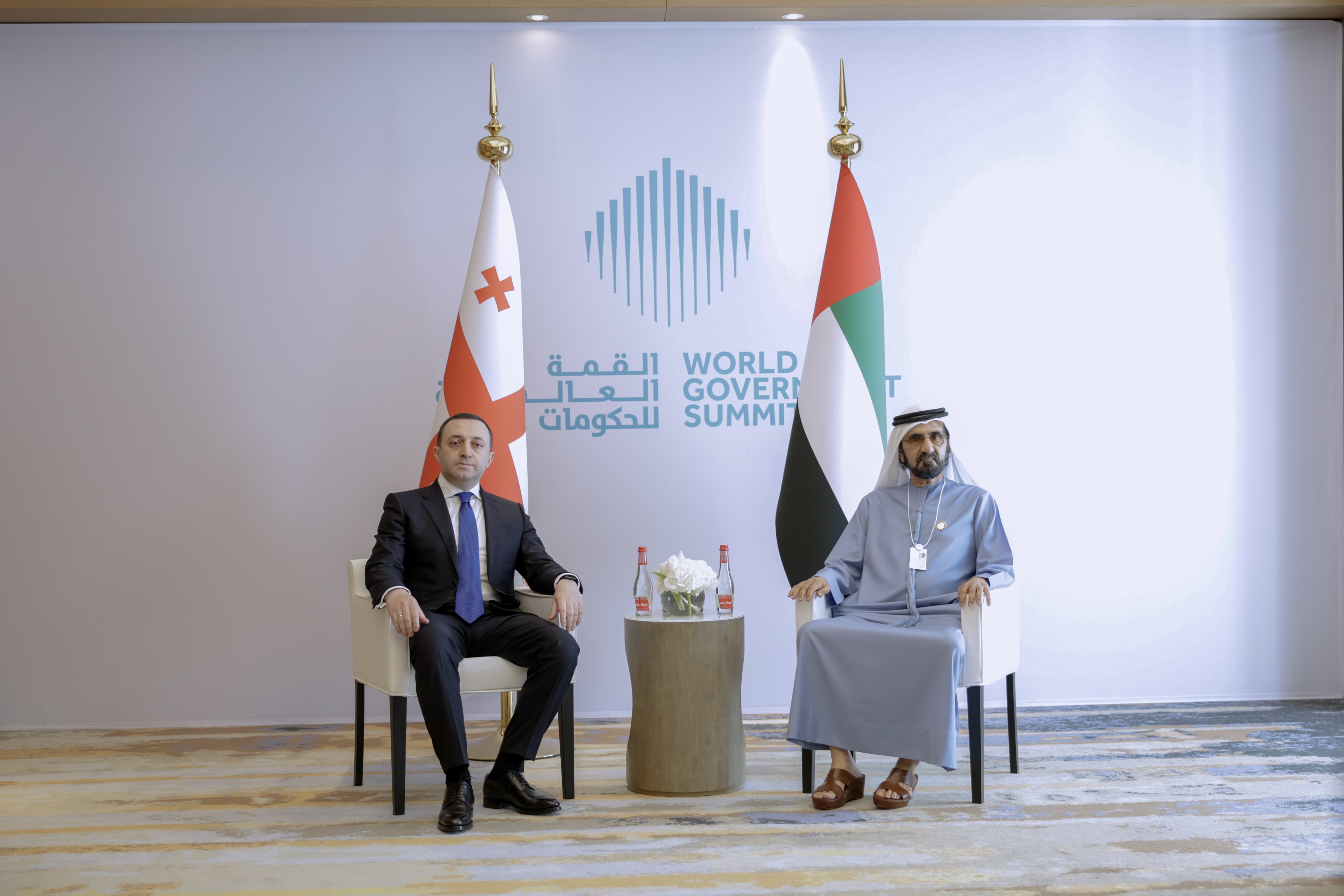 Mohammed bin Rashid and Georgia’s Prime Minister witness the signing of an agreement to enhance cooperation in government excellence