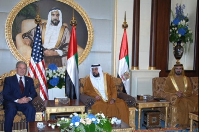 Khalifa and Mohammed bin Rashid receives US President 