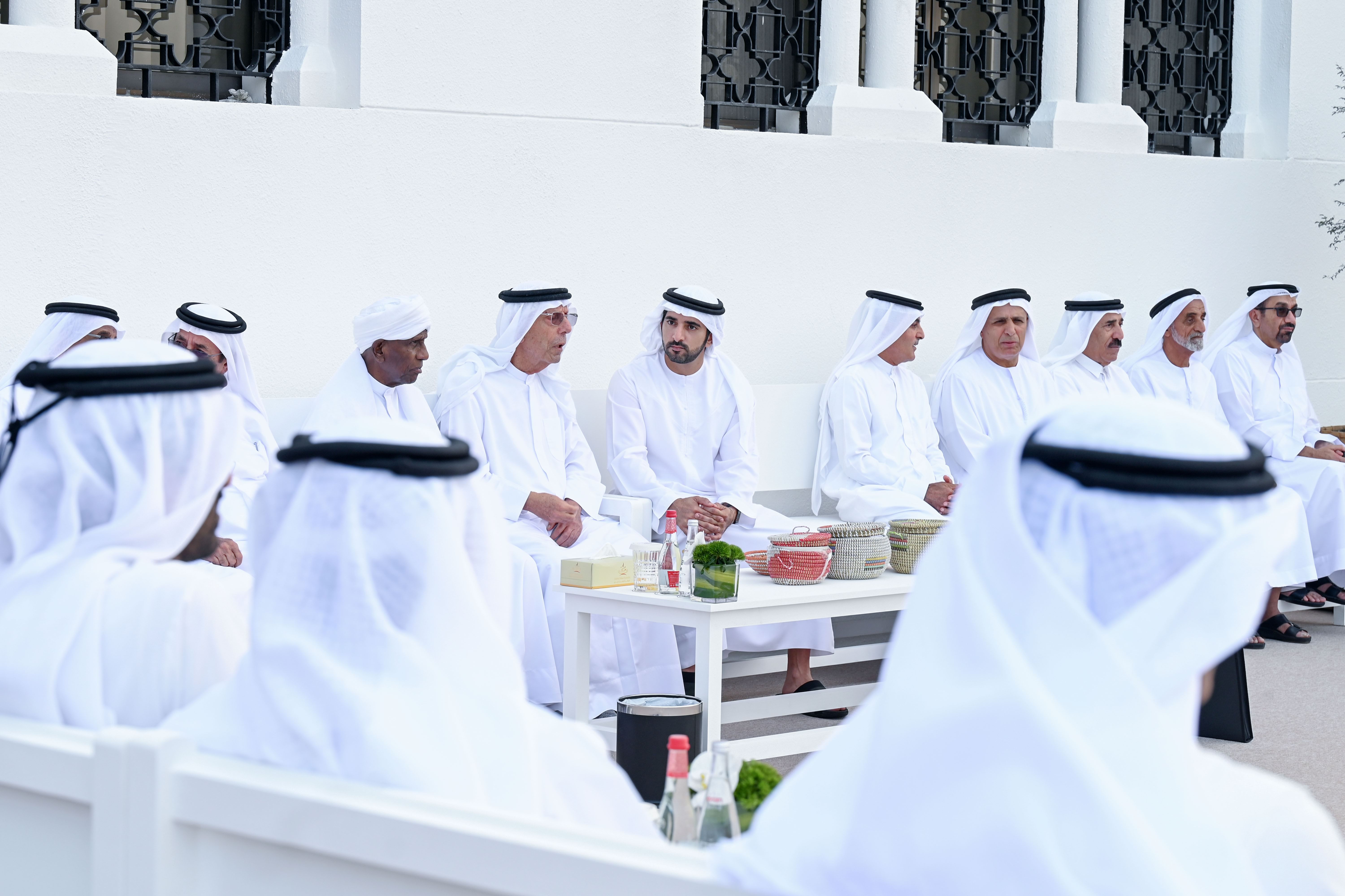 Hamdan bin Mohammed interacts with dignitaries and senior officials at Zabeel majlis