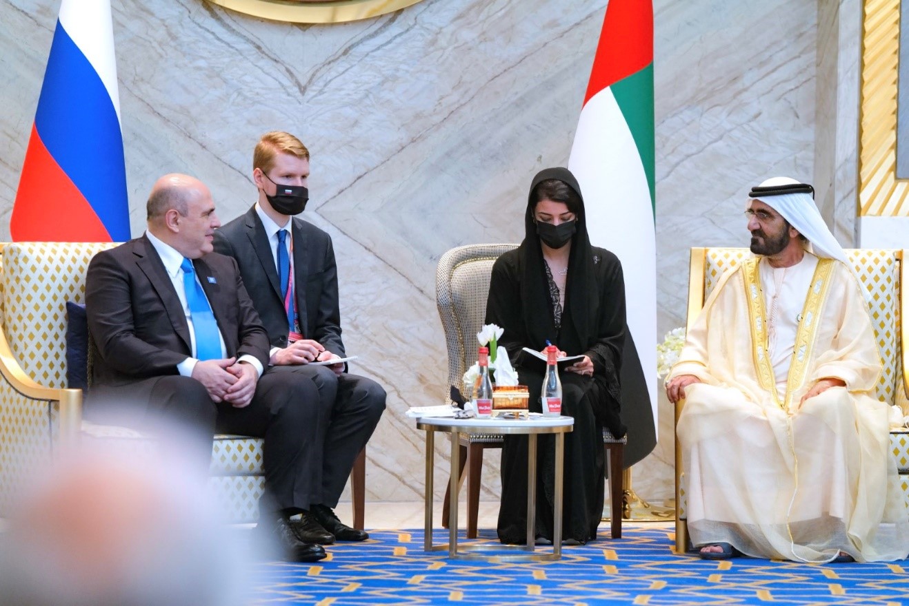 Mohammed bin Rashid meets with Prime Minister of Russia