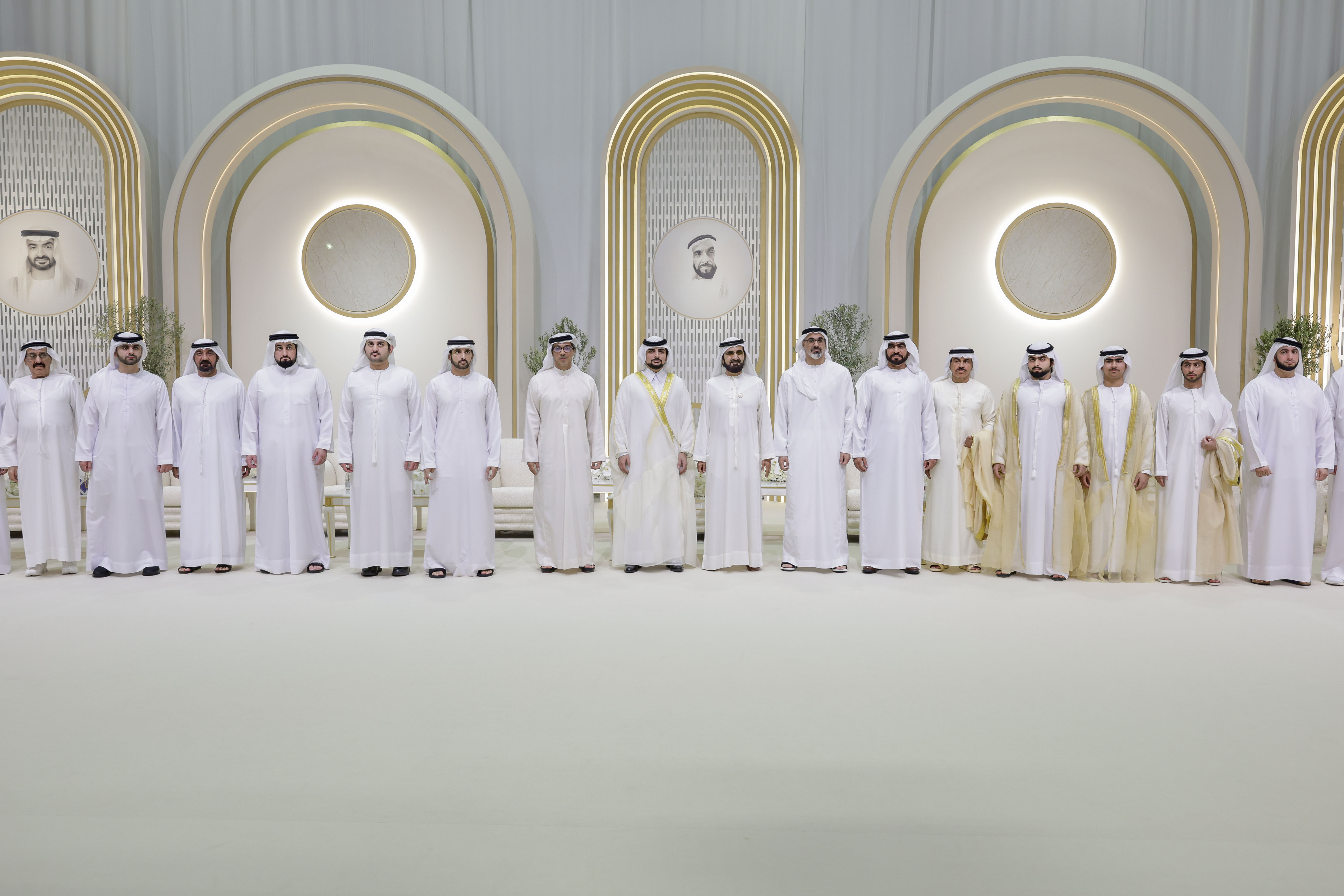 Mohammed bin Rashid receives greetings of Mansour bin Zayed, Khaled bin Mohamed, on Al Maktoum wedding