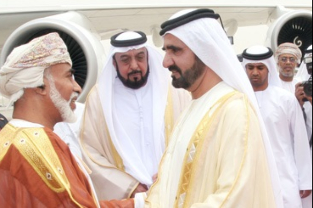 Khalifa and Mohammed bin Rashid receives Sultan Qaboos 