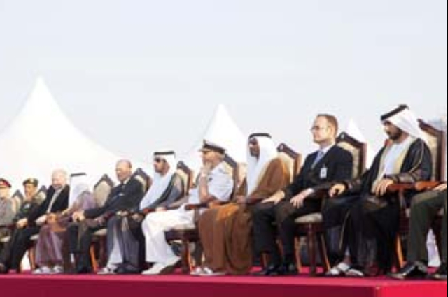 Maktoum bin Mohammed and Prince Philip attend an air show