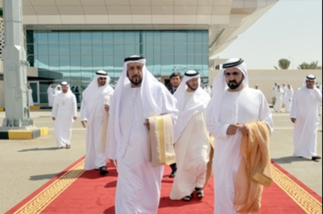 Khalifa leaves for Kazakhstan, seen off by Mohammed bin Rashid