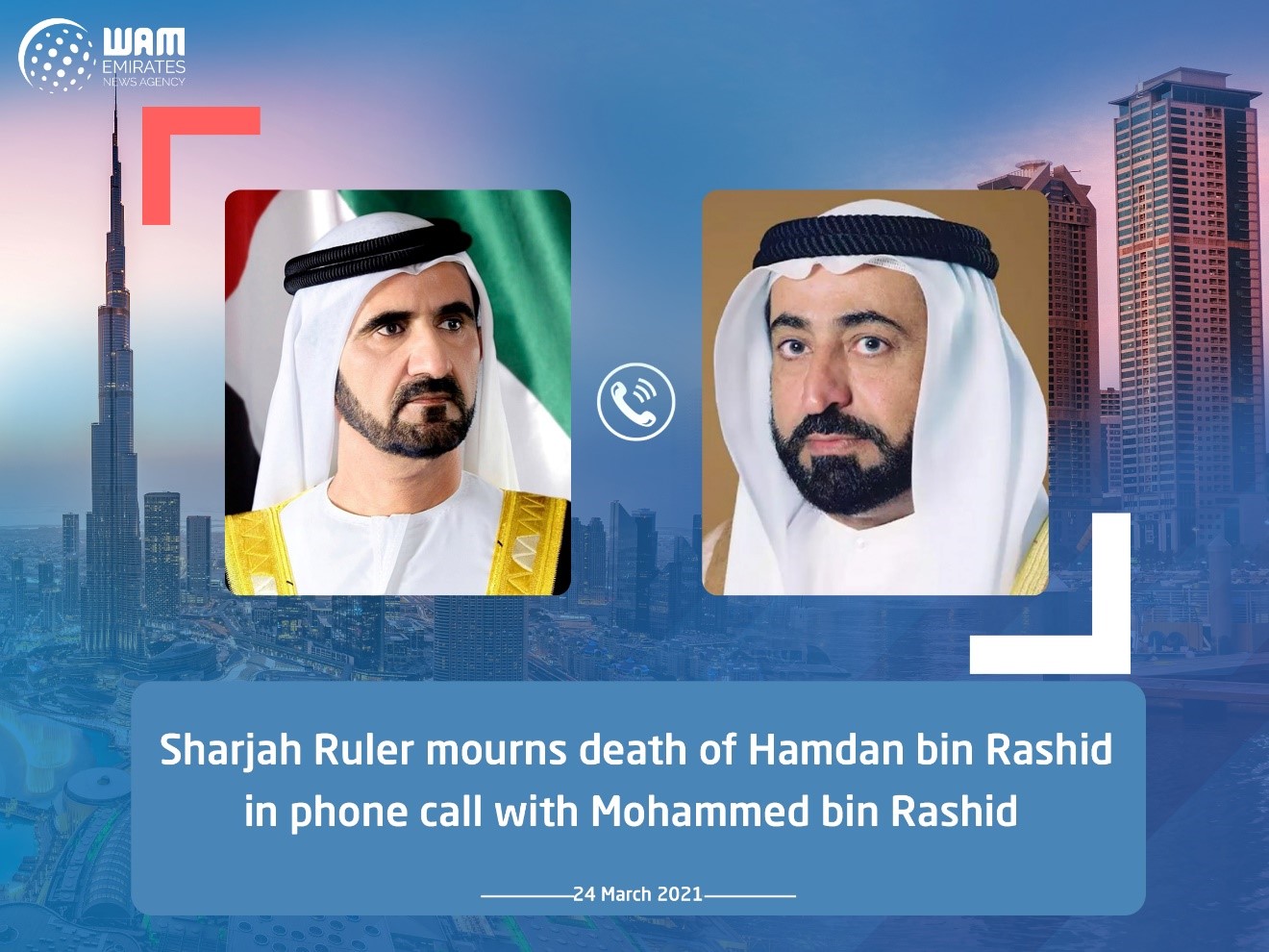 Sharjah Ruler mourns death of Hamdan bin Rashid in phone call with Mohammed bin Rashid
