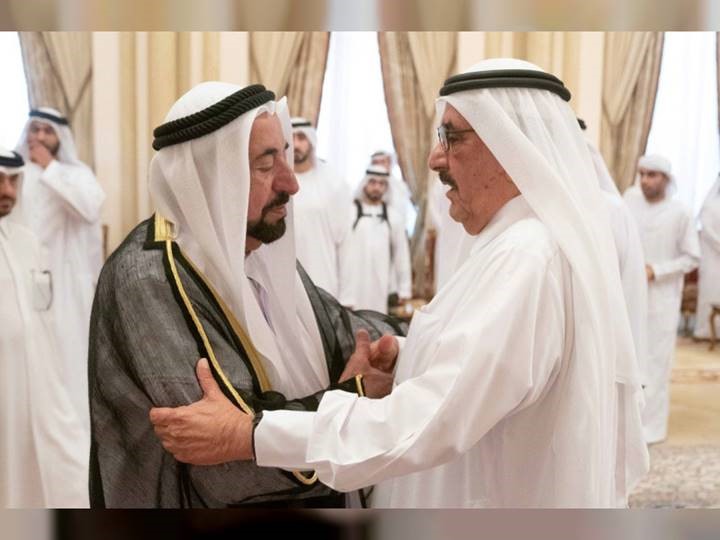 Sharjah Ruler accepts condolences from Hamdan bin Rashid