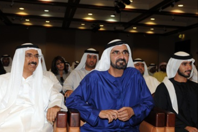 Mohammed bin Rashid attends a symposium on the 20th anniversary of the death of Sheikh Rashid bin Saeed