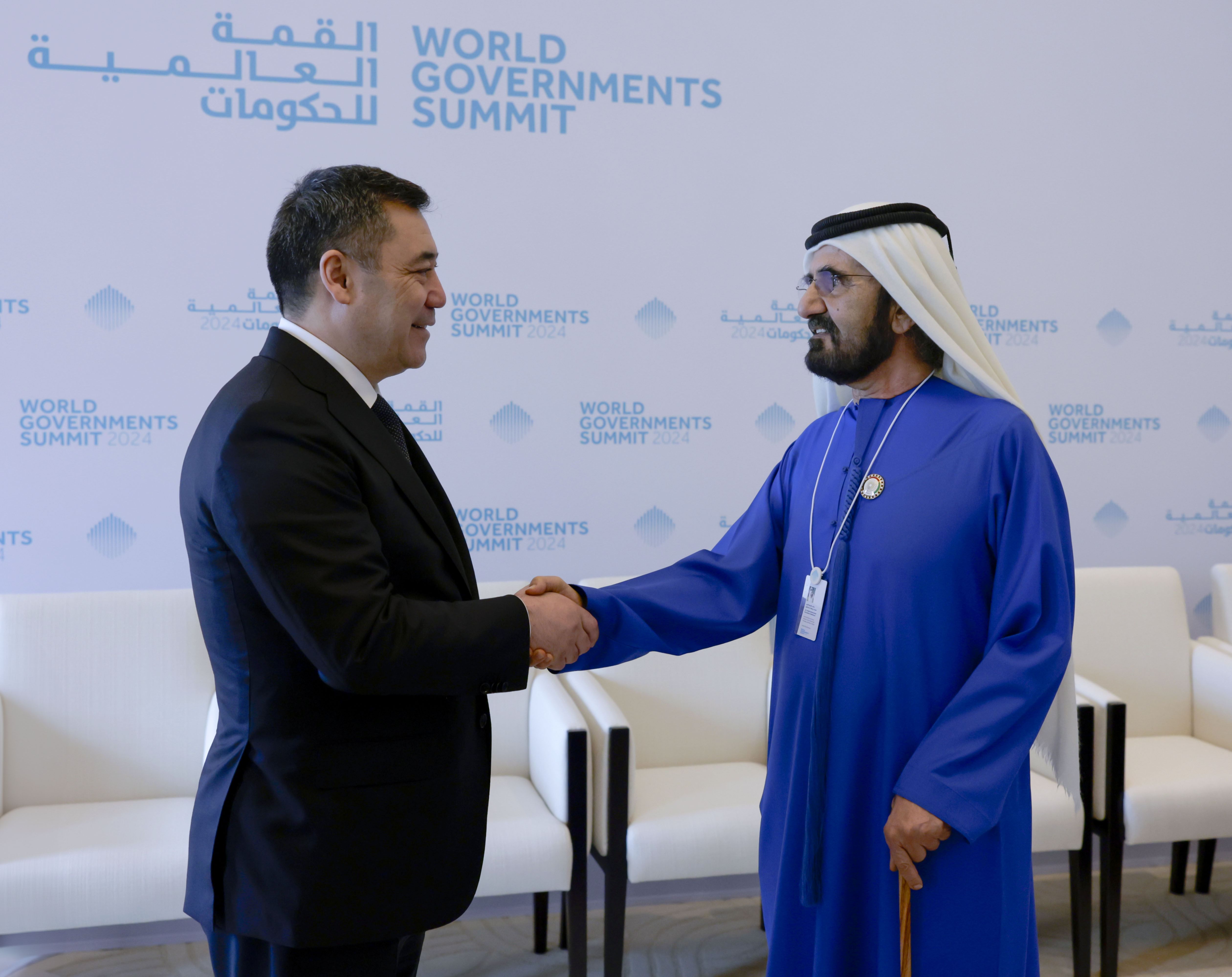 Mohammed bin Rashid meets with President of the Kyrgyz Republic, praises long-standing friendship