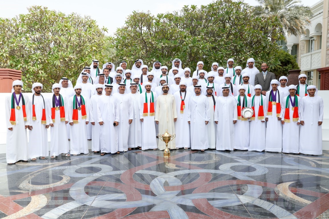 Mohammed bin Rashid receives winners of World Endurance Championship for Young Riders