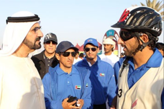Mohammed bin Rashid attends the UAE riders' winning of the Gold Medal of the Arab Endurance Racing Championship