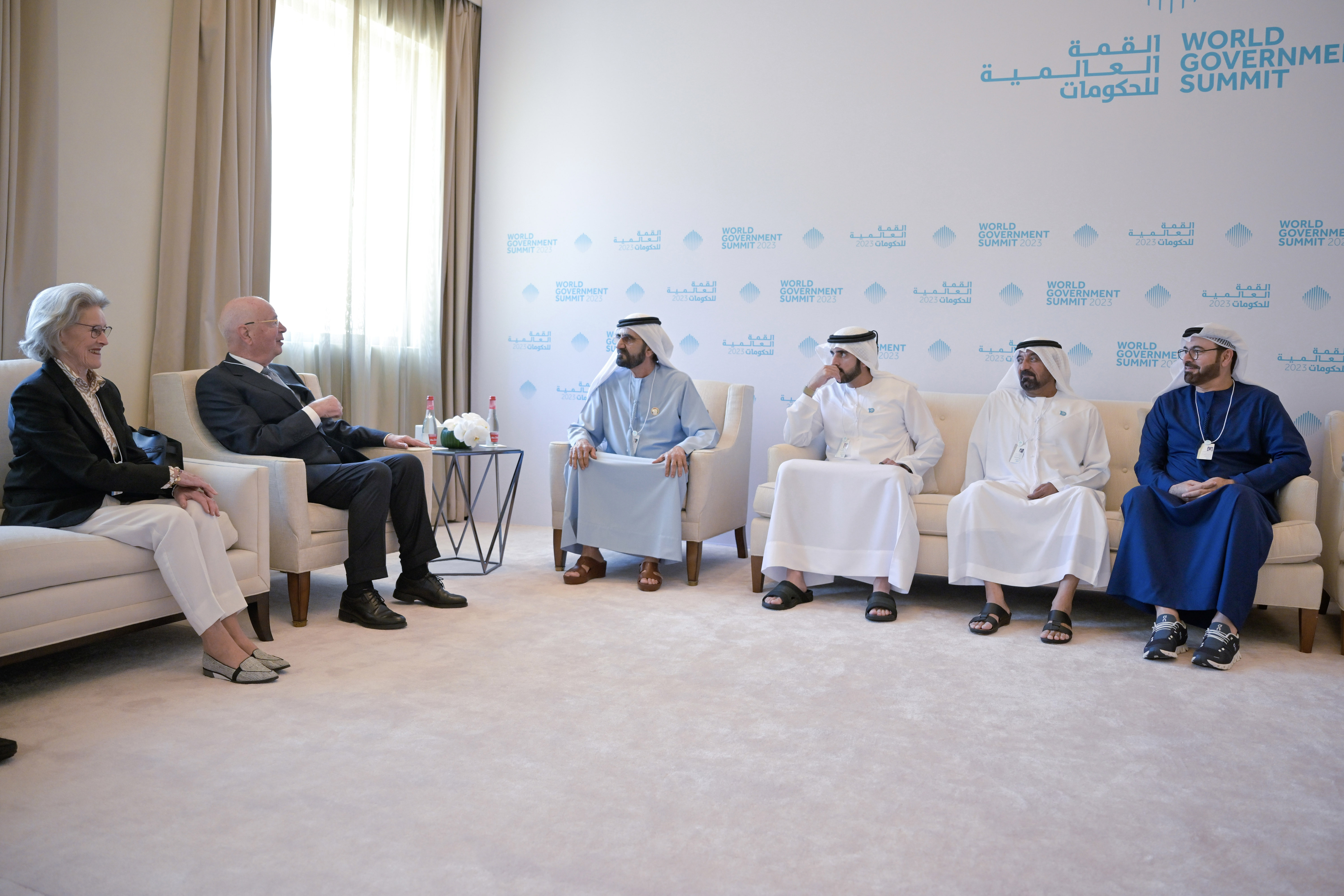 Mohammed bin Rashid meets with Founder of World Economic Forum