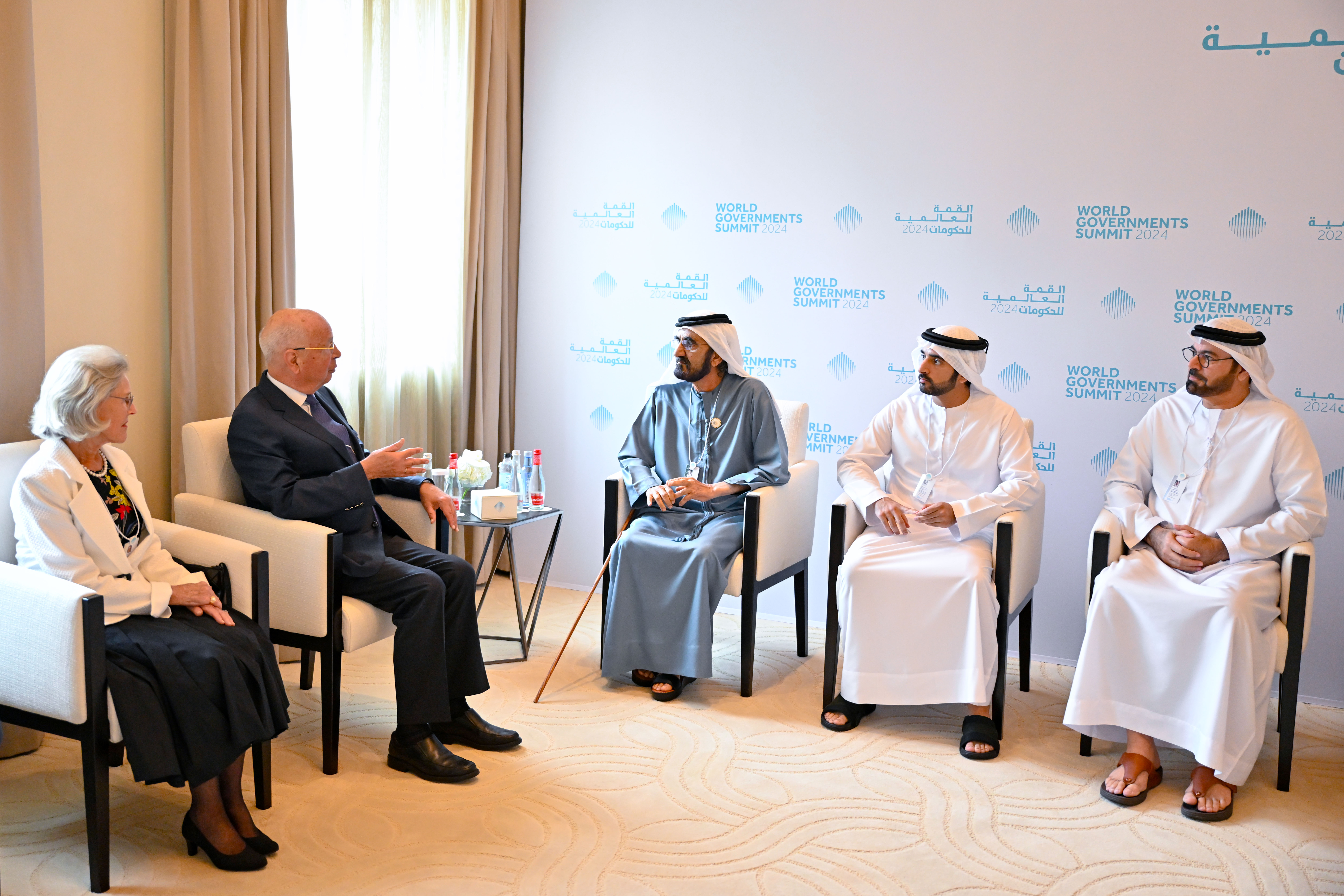 Mohammed bin Rashid meets with Klaus Schwab, Founder and Executive Chairman of WEF