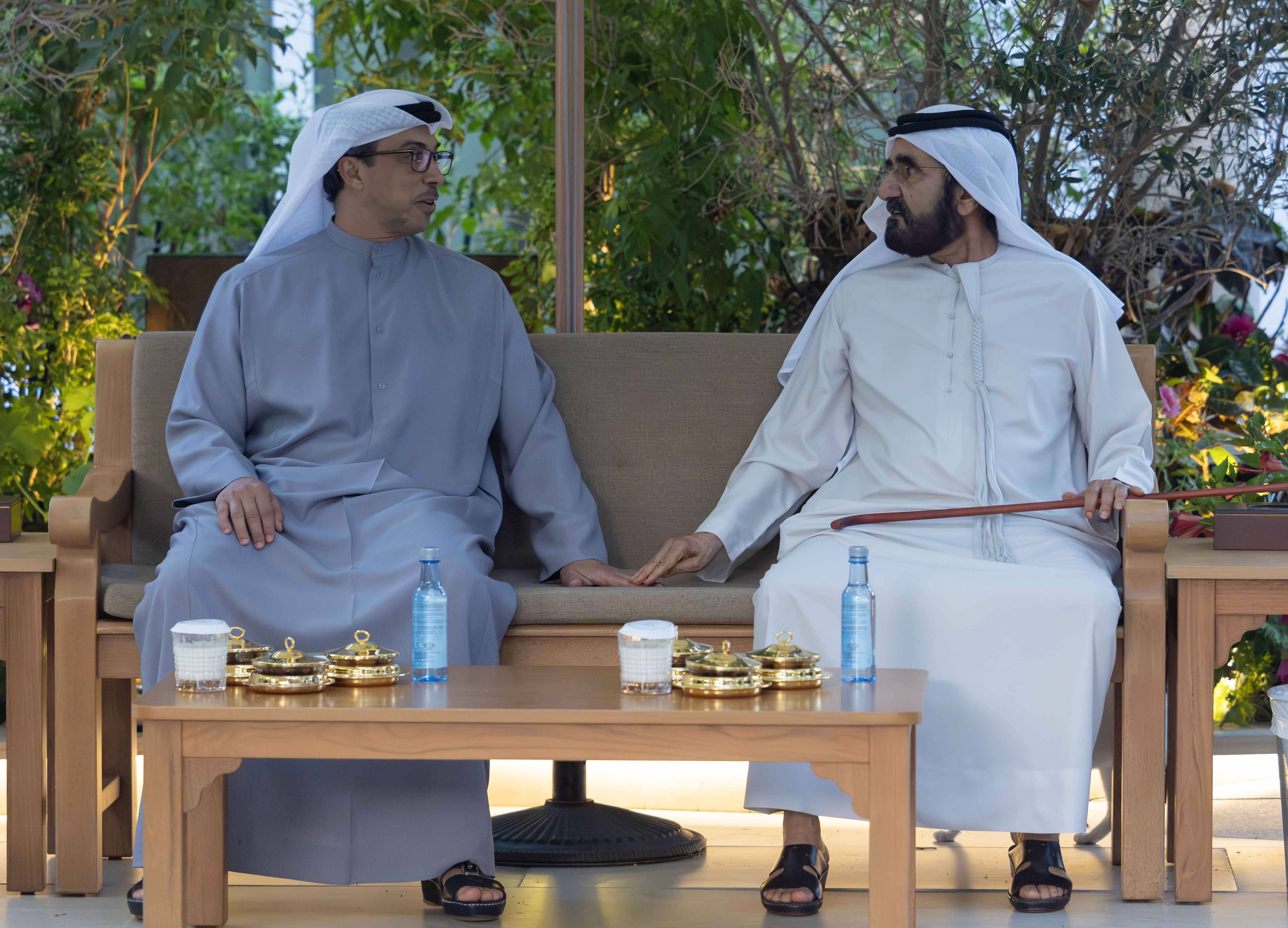 Mohammed bin Rashid meets with Mansour bin Zayed at Al Marmoom